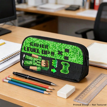 3pcs Polyester Backpack Set Pixel Gaming Character Graphic Includes Durable Large-Capacity Bookpack & Insulated Lunch Bag & Multi-Functional Pencil Case Adjustable Straps And Zipper Compartments For D