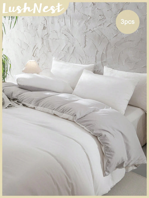 3pcs Polyester Duvet Cover Set (1 Duvet Cover + 2 Pillowcases, Comforter Not Included), Vintage Bicolor Design With Shiny Accents, Soft & Skin-Friendly, Suitable For Bedroom, All Seasons