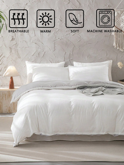 3pcs Polyester Duvet Cover Set (1 Duvet Cover + 2 Pillowcases, Comforter Not Included), Vintage Bicolor Design With Shiny Accents, Soft & Skin-Friendly, Suitable For Bedroom, All Seasons