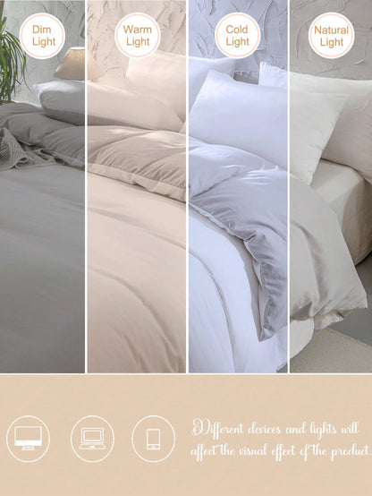 3pcs Polyester Duvet Cover Set (1 Duvet Cover + 2 Pillowcases, Comforter Not Included), Vintage Bicolor Design With Shiny Accents, Soft & Skin-Friendly, Suitable For Bedroom, All Seasons