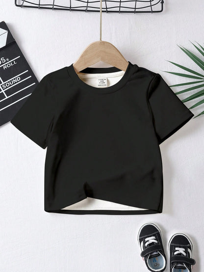 3pcs/Set Baby Boy Casual Minimalist All-Match Tee, Loose Comfortable Short Sleeve Round Neck T-Shirt, Suitable For Summer