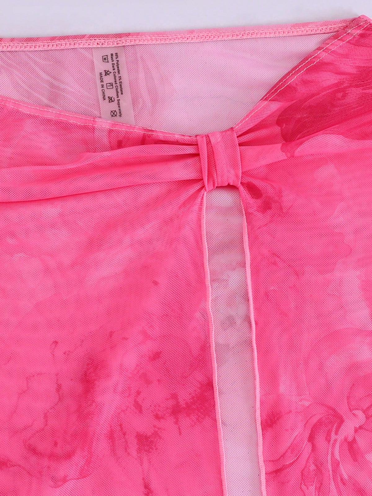 3pcs/Set Sexy Floral European & American Style Swimwear, Summer Vacation Mesh Maxi Skirt Bikini Beach Swimwear Pink
