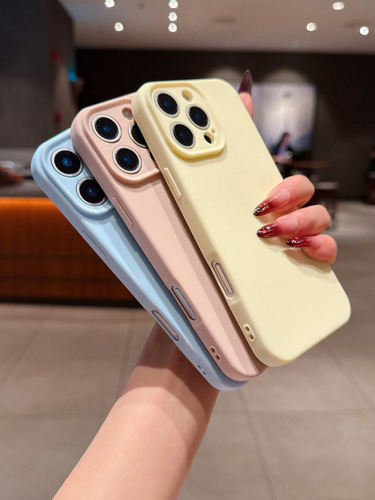 3pcs Solid Color Soft Silicone Large Hole Full Coverage Straight Edge Phone Case, Apple Smartphone Protective Cover, Cute Dopamine Color Phone Case, Compatible With IPhone16promax 16 16plus 16pro 15 1