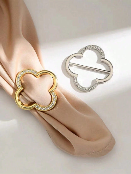 3pcs Women's Metal Shirt Collar Clips, Scarf Buckle, And Belt Buckle Fashion Accessories Set (2 Gold, 1 Silver) Fashionable Brooch