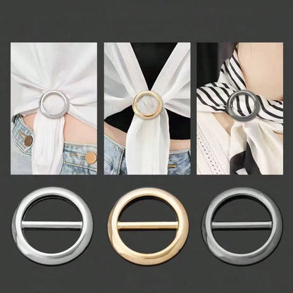3pcs Women's Metal Shirt Collar Clips, Scarf Buckle, And Belt Buckle Fashion Accessories Set (2 Gold, 1 Silver) Fashionable Brooch