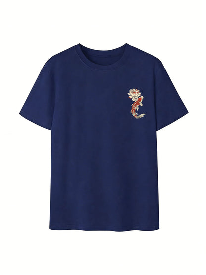 3pcs Women's Summer Multi- Print Casual Crew Neck Short Sleeve T-Shirts, Versatile Chinese Style Koi & Crane And Sports Car Graphic Design, Daily Casual Vacation, Vintage