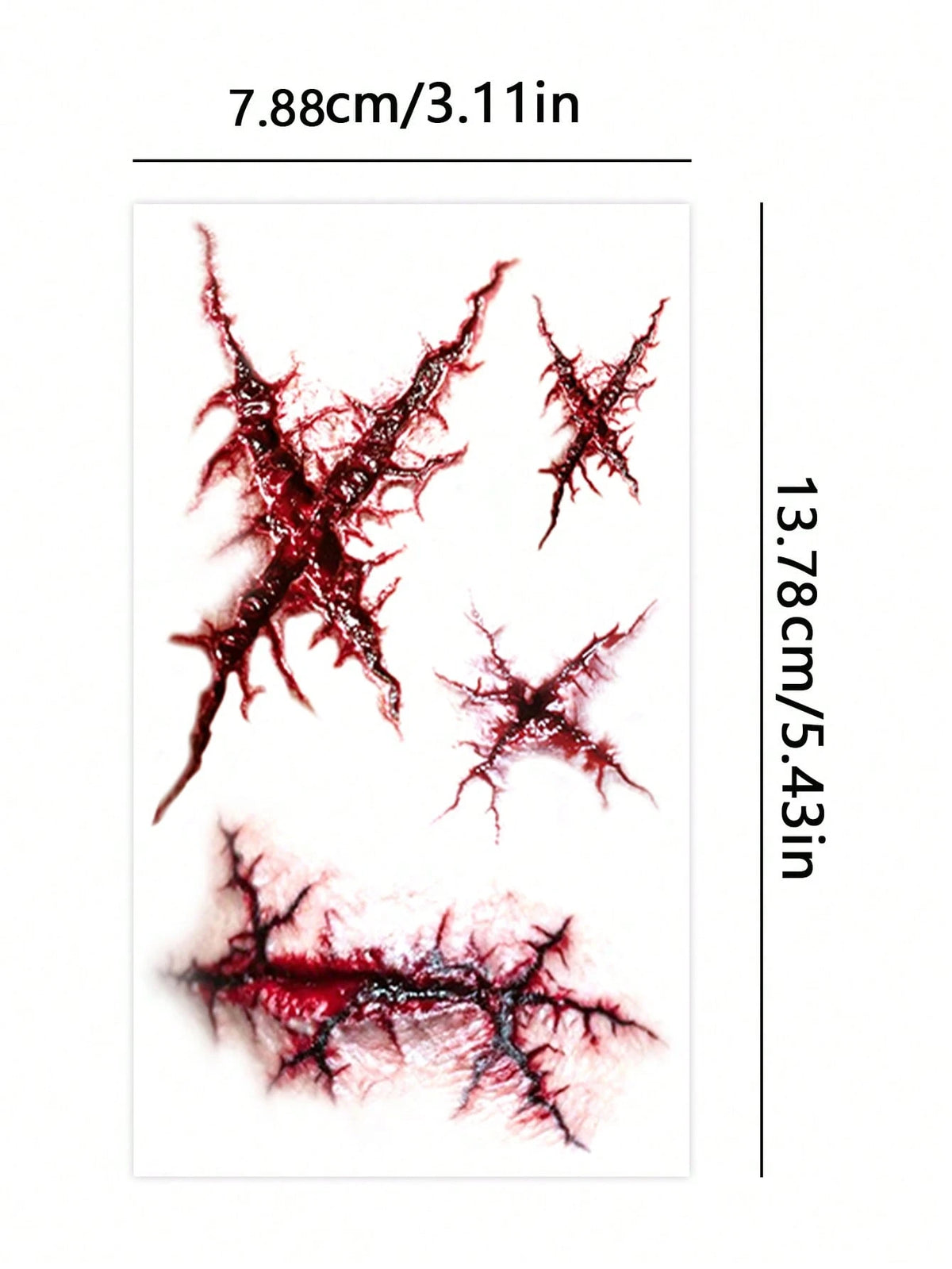 3pcs Y2K Boys & Girls Red Halloween Scar Tattoo Stickers, Suitable For Face, Neck, Arms And Body Parts
