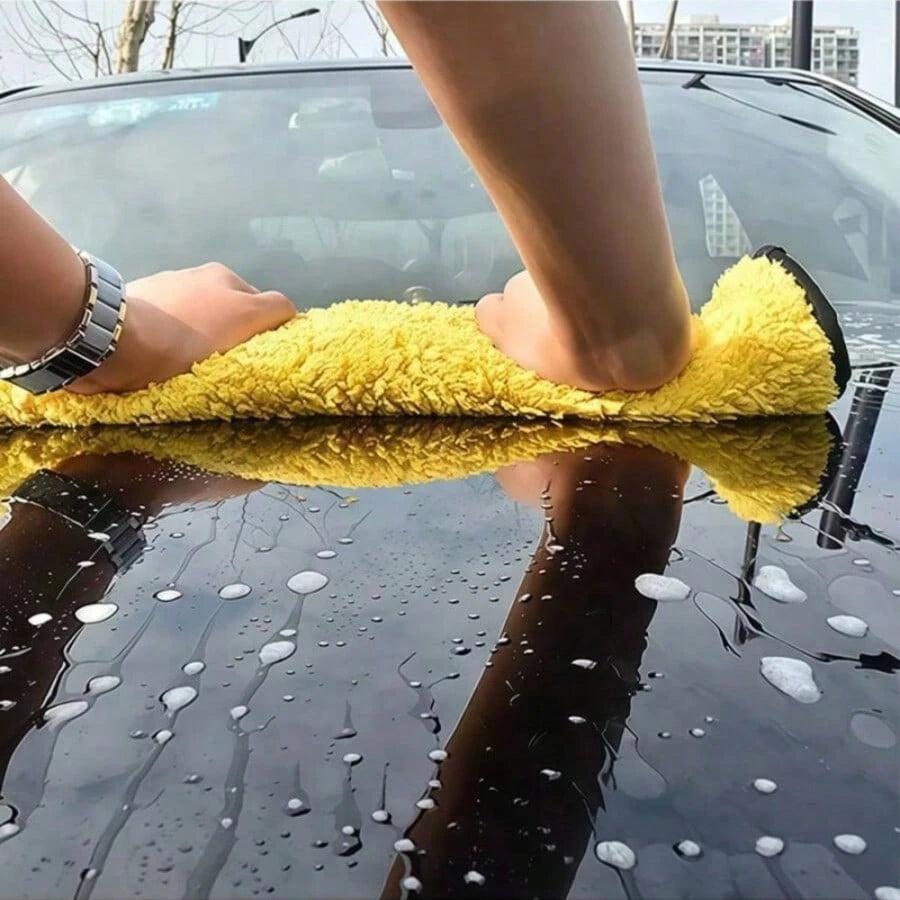 3pcs Yellow & Gray Double-Sided Coral Fleece Car Wash Towels, Strong Water Absorption, No Shedding, Soft Car Cleaning Cloth, Dual-Use Housekeeping Rag, Car Paint Surface Cleaning Towel, Suitable For C
