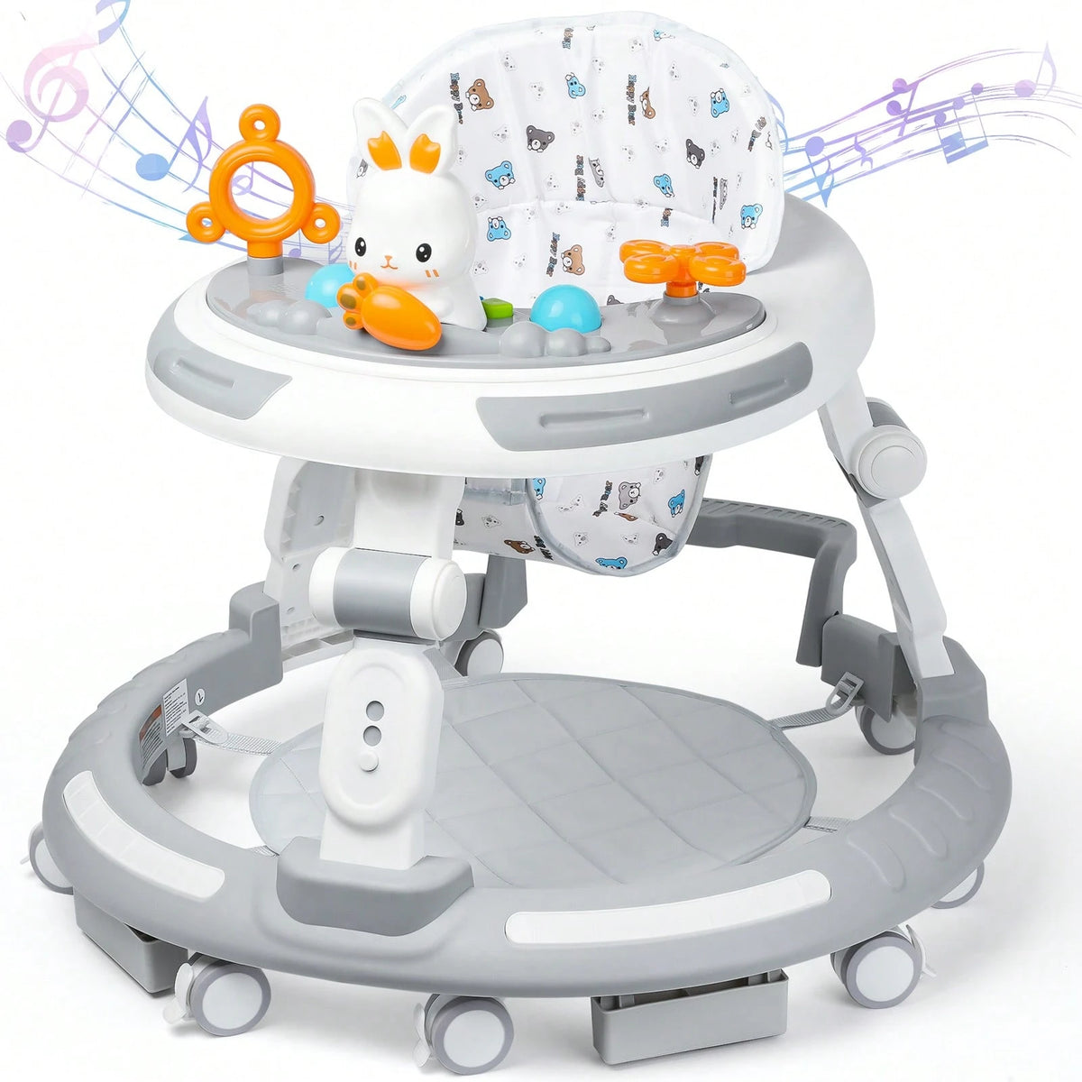 4-In-1 Safety-First Baby Walker & Activity Center With Adjustable Height, Anti-Rollover Base & Foldable Design- 8 Silent Wheels, 2 Anti-Slip Strips, Multi-Function Modes (Learning Walker, Dining Chai