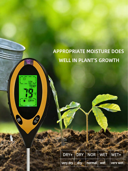 4-In-1 Soil Tester, Digital Soil PH Meter, Moisture/ Light/ Temperature/ PH Test Kit For Garden, Lawn, Farm, Potted Plants & Outdoor Plants