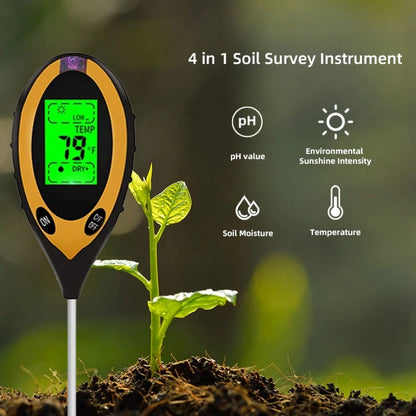 4-In-1 Soil Tester, Digital Soil PH Meter, Moisture/ Light/ Temperature/ PH Test Kit For Garden, Lawn, Farm, Potted Plants & Outdoor Plants