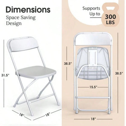 4 Or 10 Pack Folding Plastic Chairs For Weddings, Parties Home Events