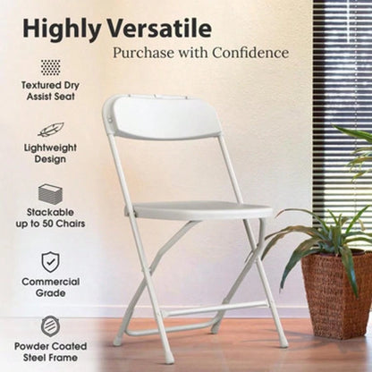 4 Or 10 Pack Folding Plastic Chairs For Weddings, Parties Home Events