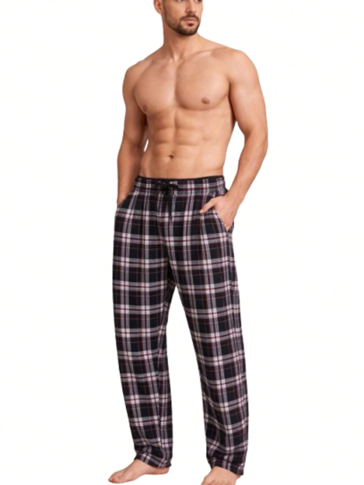 (4 Pack) Men's Cotton Knit Flannel Plaid Lounge Pajama Pants
