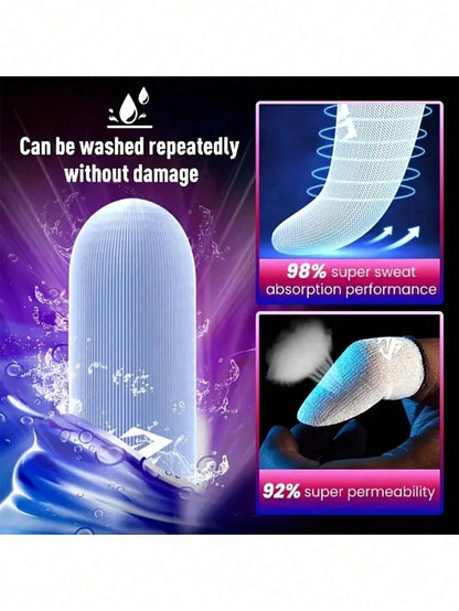 4pcs(2 Pairs) Gaming Finger Sleeves With Metal Case, Breathable Finger Caps For Phone Game Touch Screen Controls