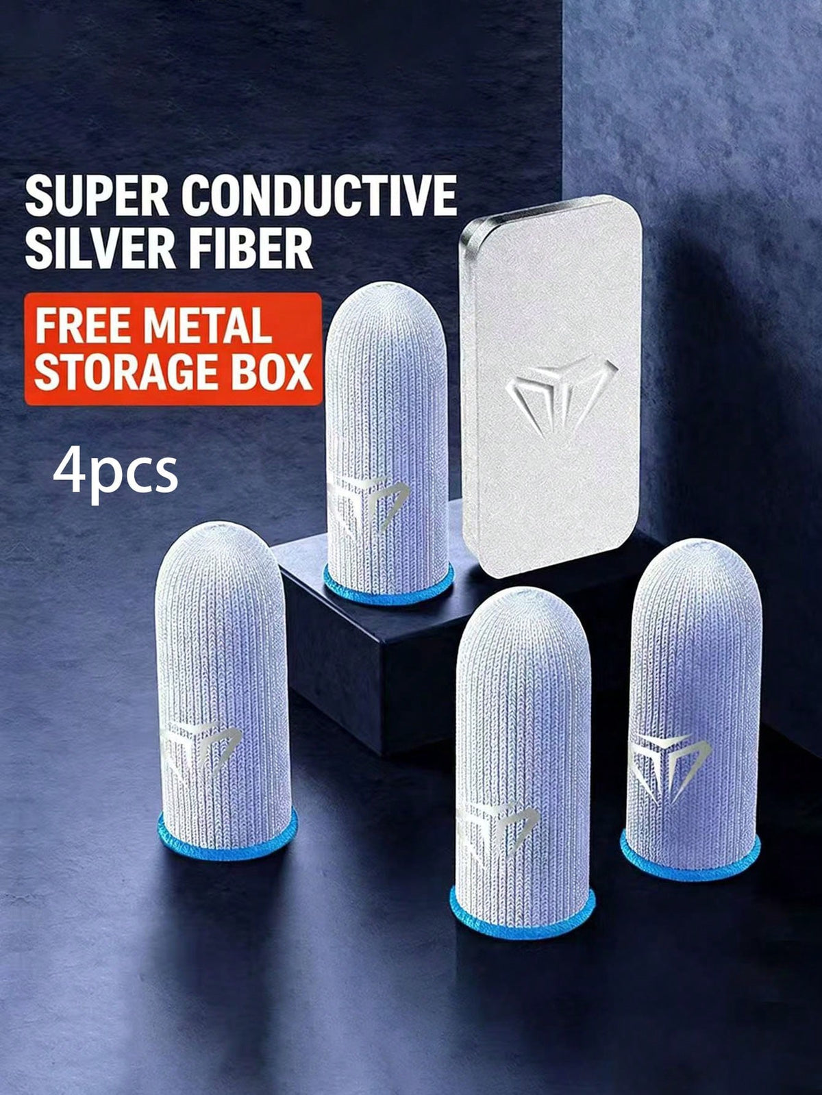 4pcs(2 Pairs) Gaming Finger Sleeves With Metal Case, Breathable Finger Caps For Phone Game Touch Screen Controls
