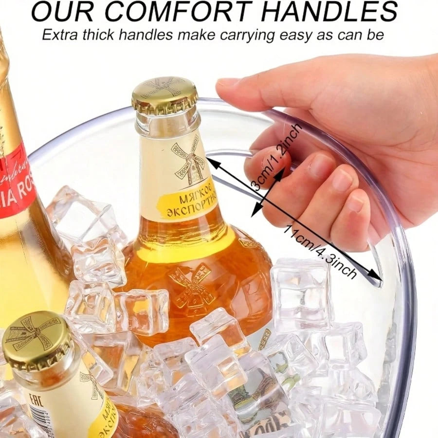 4PCS Large Ice Buckets, 8000ML/272oz Capacity, Transparent Acrylic Beverage Cooler Plastic Ice Drink Bucket, Champagne Bottle Ice Bucket, Wine Cooler Bucket, Party BBQ Picnic Home Bar Beverage Bucket