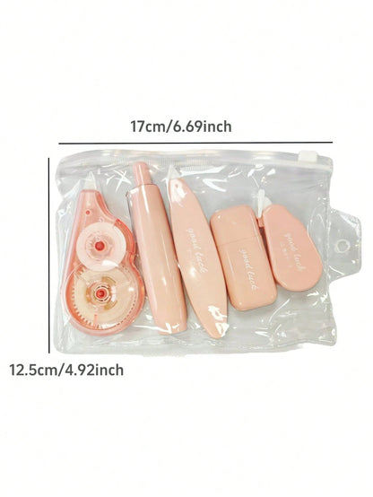 5 Packs Gradient Correction Tape Portable Student-Friendly Cute Stationery Eraser Smooth Modification Continuous Correction Pen