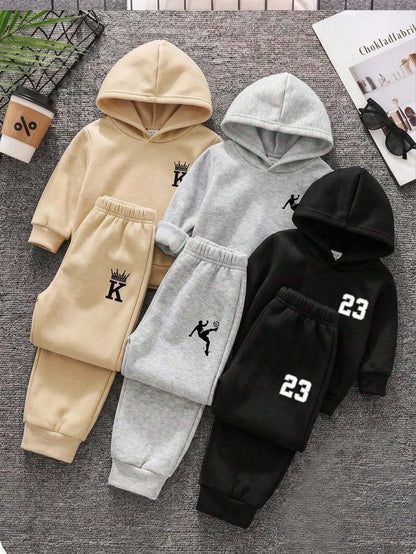 5 Pieces Young Boy Leisure College Comfortable Fashion Simple Practical All-Match With Decoration Soft Comfortable Thick Sweatpants Suitable For Family Matching Birthday Party Suitable For Daily