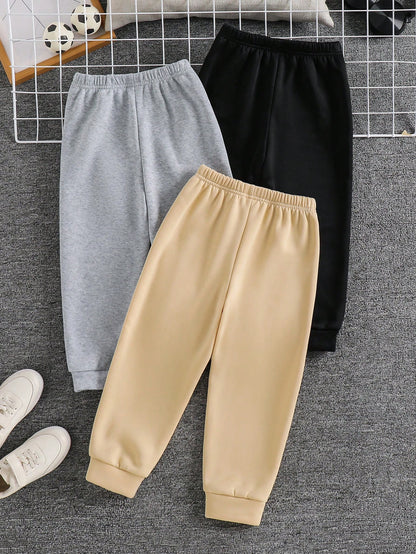 5 Pieces Young Boy Leisure College Comfortable Fashion Simple Practical All-Match With Decoration Soft Comfortable Thick Sweatpants Suitable For Family Matching Birthday Party Suitable For Daily
