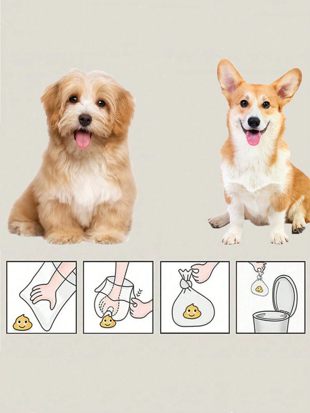 5 Rolls Dog Poop Bags, 75 Count Pet Waste Bags Portable Cleanup, 30x22cm Leak-Proof Unscented Poop Bags For Dogs, Outdoor Walking Essential