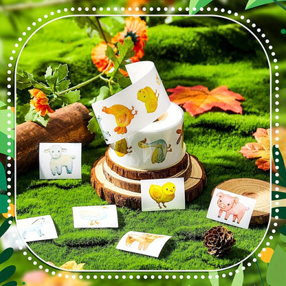 500pcs Farm Animal & Dinosaur Sticker Roll, New Gift Decoration Labels Reward Stickers Stationery, Suitable For Gift Packaging, Greeting Cards And Envelopes Decoration, DIY Crafts