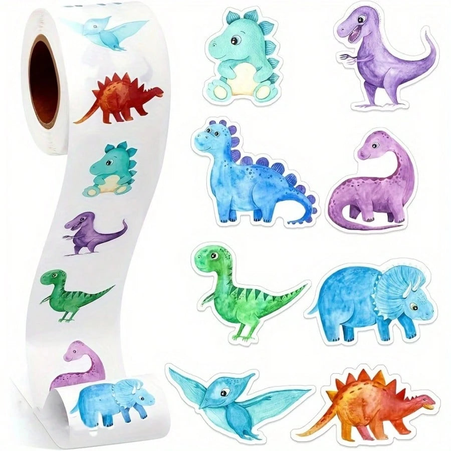 500pcs Farm Animal & Dinosaur Sticker Roll, New Gift Decoration Labels Reward Stickers Stationery, Suitable For Gift Packaging, Greeting Cards And Envelopes Decoration, DIY Crafts