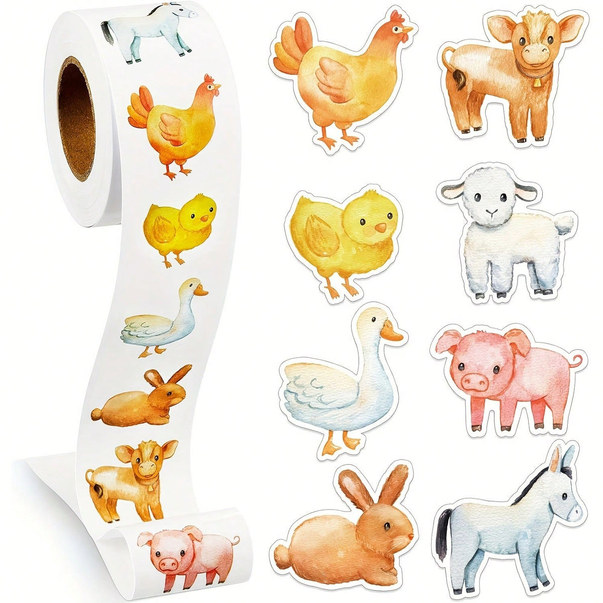 500pcs Farm Animal & Dinosaur Sticker Roll, New Gift Decoration Labels Reward Stickers Stationery, Suitable For Gift Packaging, Greeting Cards And Envelopes Decoration, DIY Crafts