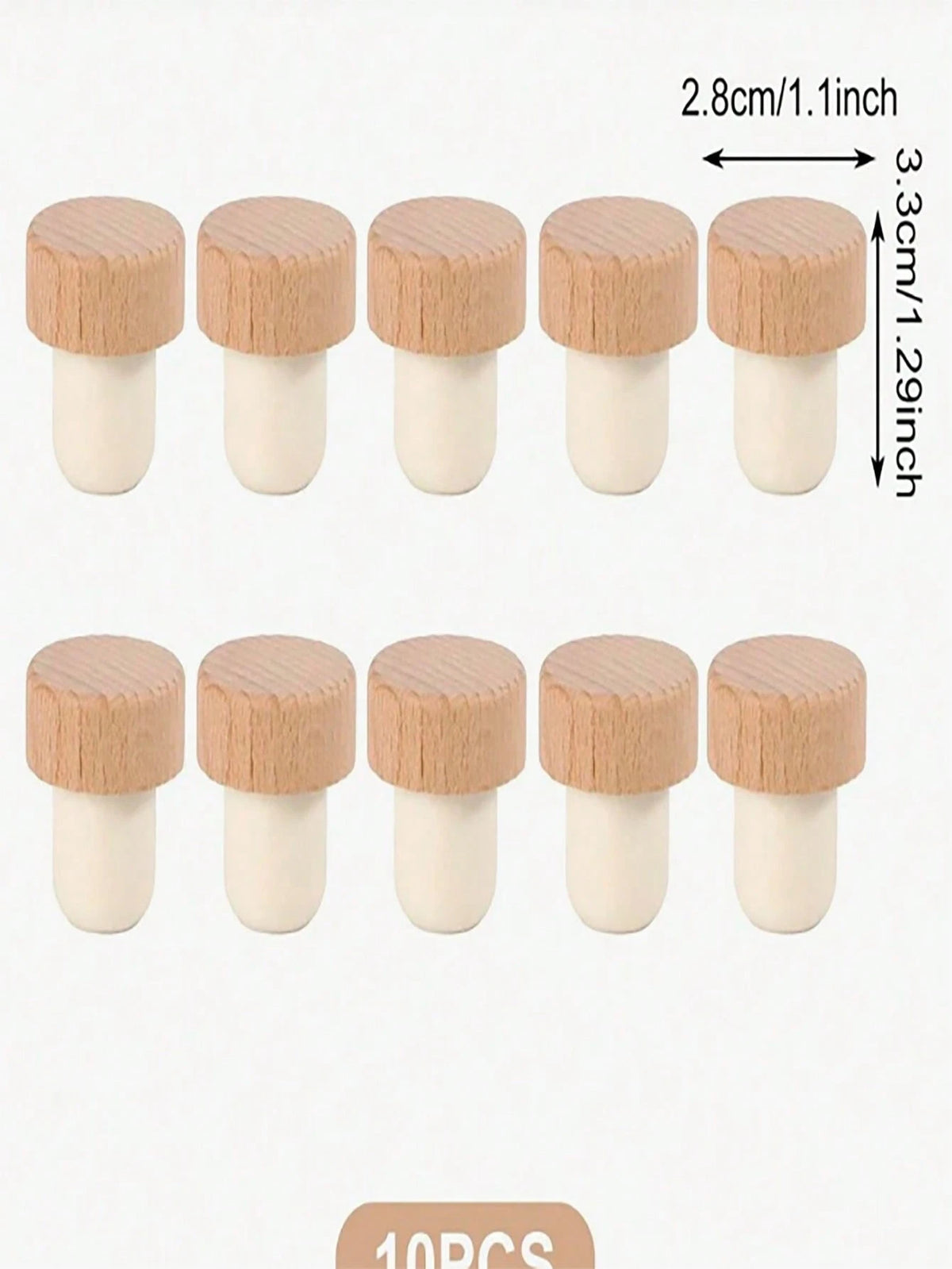 5pcs/10pcs Beech Wood T-Shape Cork Bottle Stoppers, Airtight Seal Caps, For Kitchen, Bar Tools & Beverage Preservation, Bottle Decoration, Home Decoration, Christmas Gift, Cup Accessories, Gifts For F