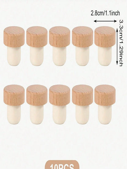 5pcs/10pcs Beech Wood T-Shape Cork Bottle Stoppers, Airtight Seal Caps, For Kitchen, Bar Tools & Beverage Preservation, Bottle Decoration, Home Decoration, Christmas Gift, Cup Accessories, Gifts For F
