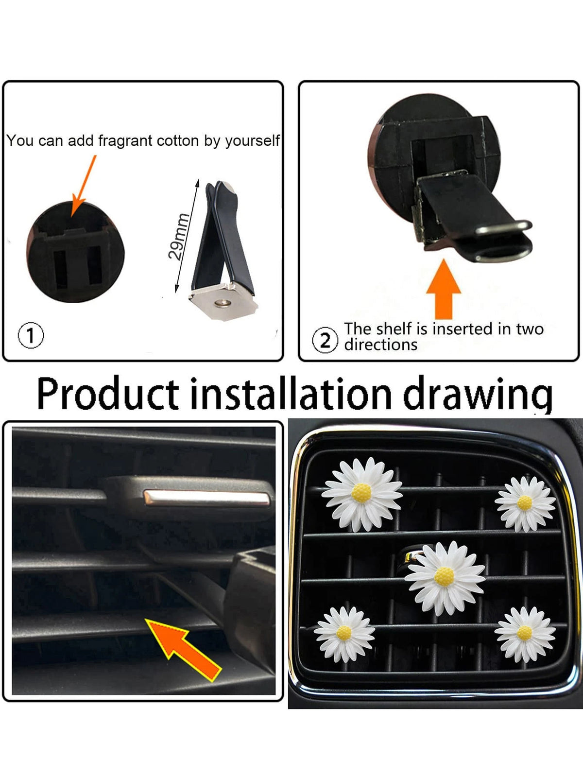 5pcs Flower Decor Car Air Outlet Clip