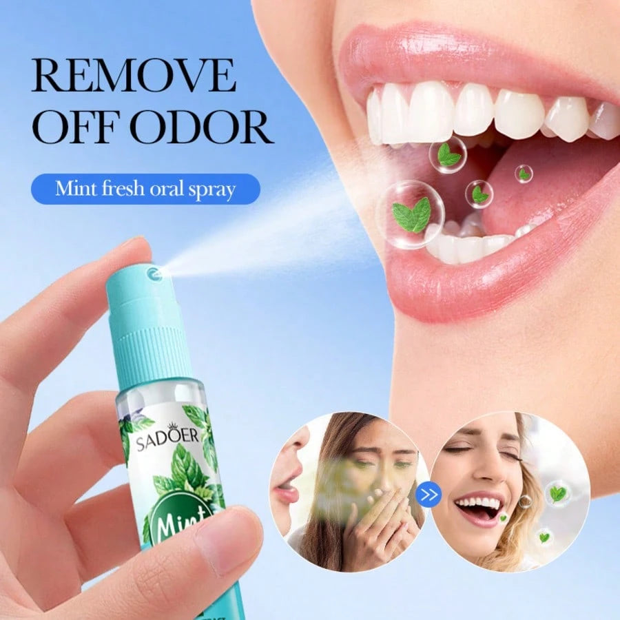 5pcs SADOER Mint Extract Freshing Oral Spray- Pocket-Sized Mouth Freshener Mist For Oral Hygiene, Long-Lasting Bad Breath Eliminator, On-The-Go Portable Dental Care Spray, 18ml