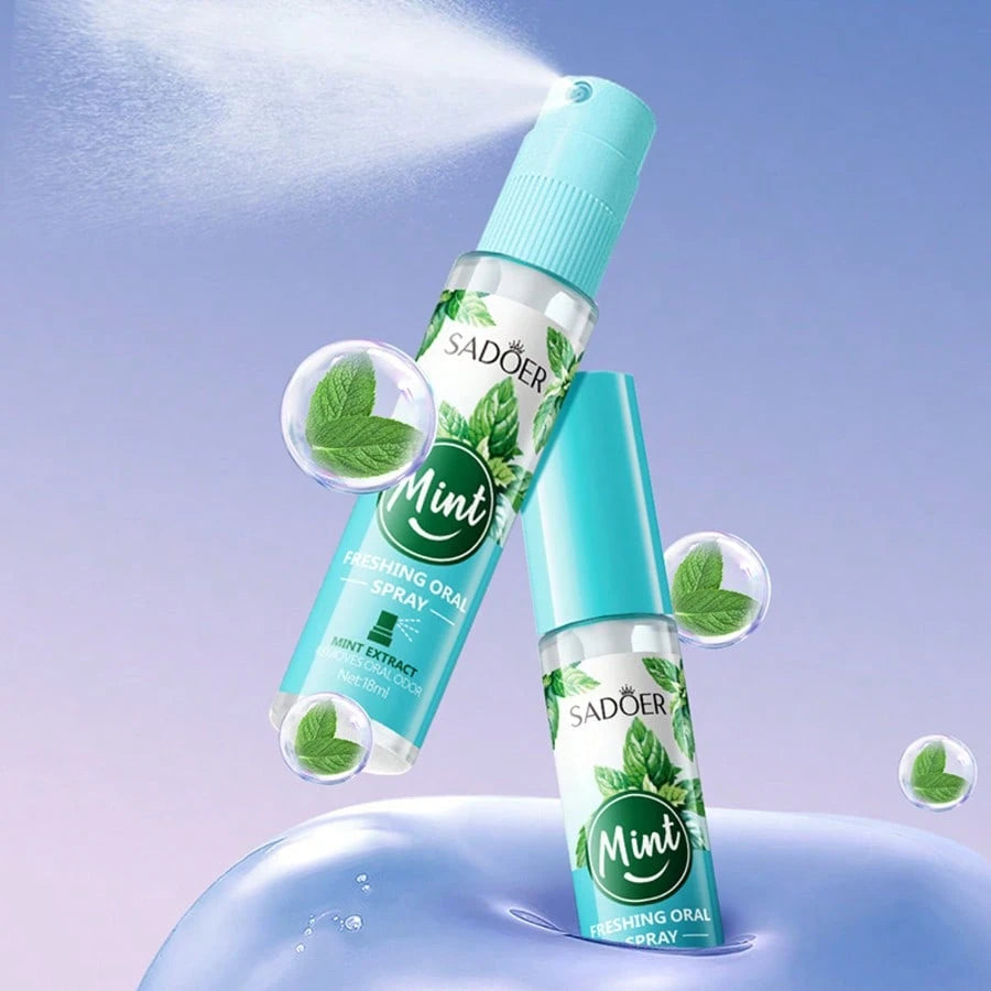 5pcs SADOER Mint Extract Freshing Oral Spray- Pocket-Sized Mouth Freshener Mist For Oral Hygiene, Long-Lasting Bad Breath Eliminator, On-The-Go Portable Dental Care Spray, 18ml