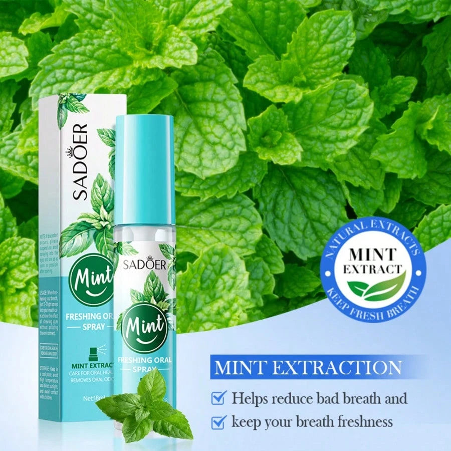 5pcs SADOER Mint Extract Freshing Oral Spray- Pocket-Sized Mouth Freshener Mist For Oral Hygiene, Long-Lasting Bad Breath Eliminator, On-The-Go Portable Dental Care Spray, 18ml
