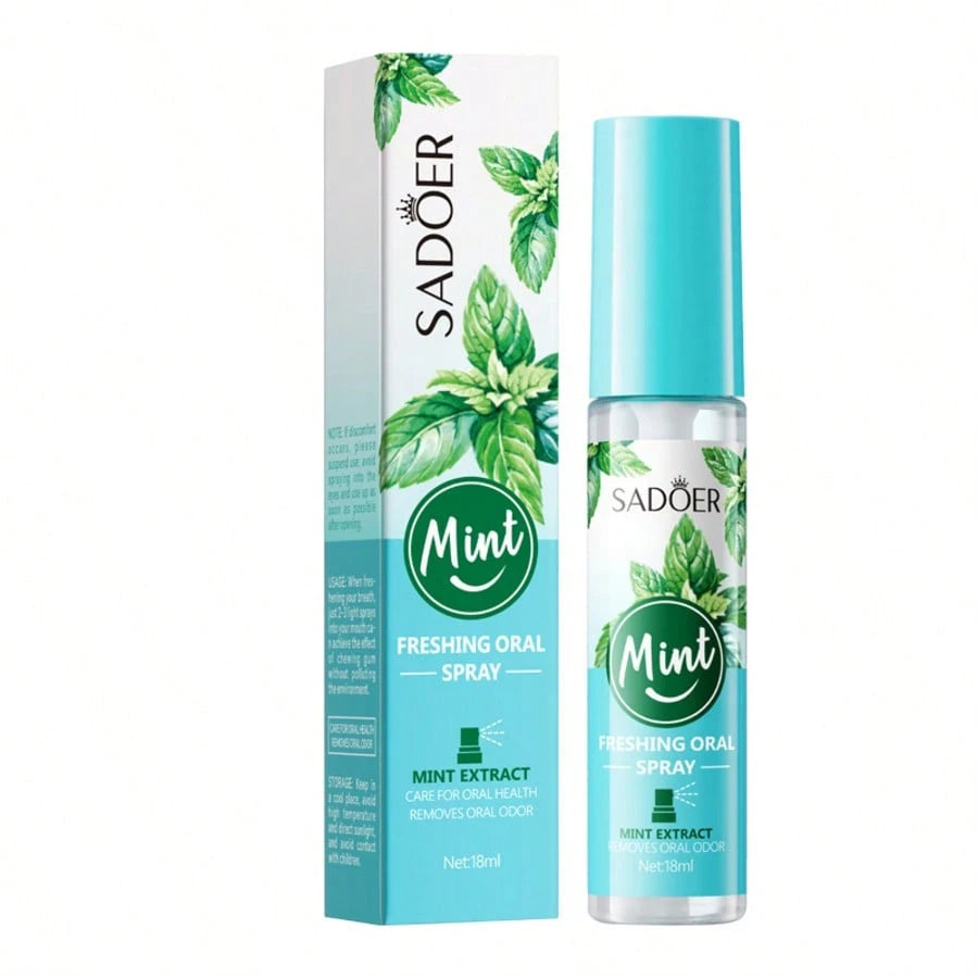 5pcs SADOER Mint Extract Freshing Oral Spray- Pocket-Sized Mouth Freshener Mist For Oral Hygiene, Long-Lasting Bad Breath Eliminator, On-The-Go Portable Dental Care Spray, 18ml