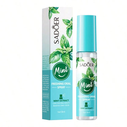 5pcs SADOER Mint Extract Freshing Oral Spray- Pocket-Sized Mouth Freshener Mist For Oral Hygiene, Long-Lasting Bad Breath Eliminator, On-The-Go Portable Dental Care Spray, 18ml