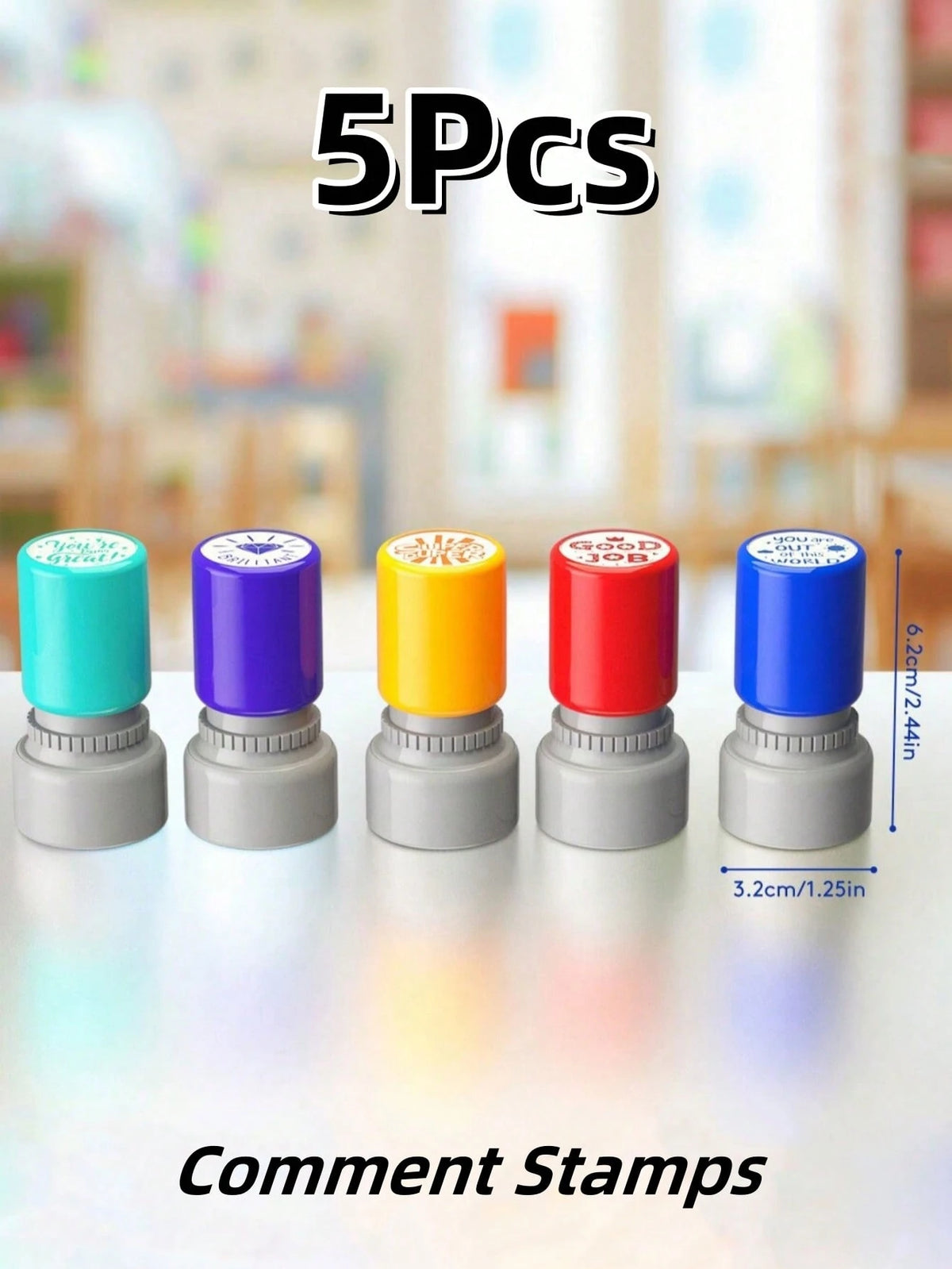 5pcs/Set Teacher Comment Stamps Automatic Ink Pad Stamp, Comment Sensitive Stamp, Education Behavior Stamp, Encouragement Seal, Parent Signature Stamp With 5 Colors,Back To School,School Supplies