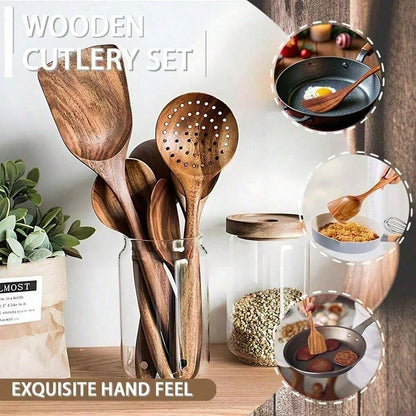 5pcs Wooden Spoons, Sturdy Wooden Kitchen Utensils With A Box, Lightweight And Heat Resistant, Kitchen Supplies Baking Accessories