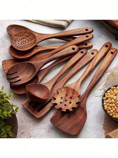 5pcs Wooden Spoons, Sturdy Wooden Kitchen Utensils With A Box, Lightweight And Heat Resistant, Kitchen Supplies Baking Accessories
