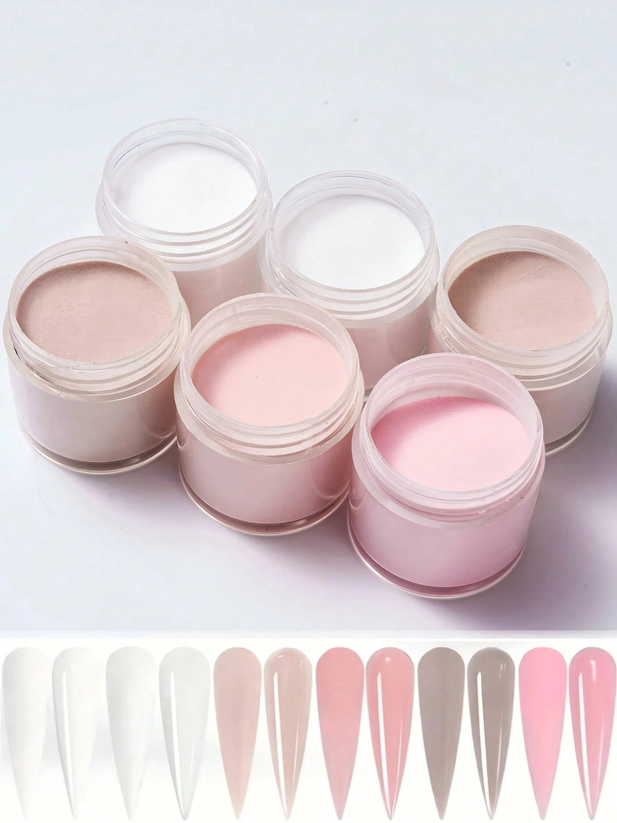 6 Colors Acrylic Powder Set, Nude Pink White High Gloss Acrylic Powder Set, Nail Art DIY Design, Nail Extension And Nail Carving, Professional Polymer 3D Acrylic Nail Set