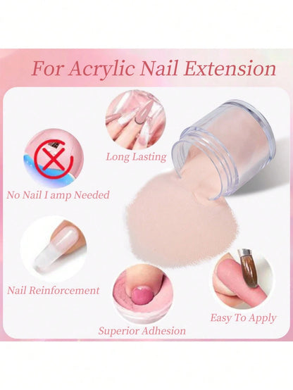 6 Colors Acrylic Powder Set, Nude Pink White High Gloss Acrylic Powder Set, Nail Art DIY Design, Nail Extension And Nail Carving, Professional Polymer 3D Acrylic Nail Set