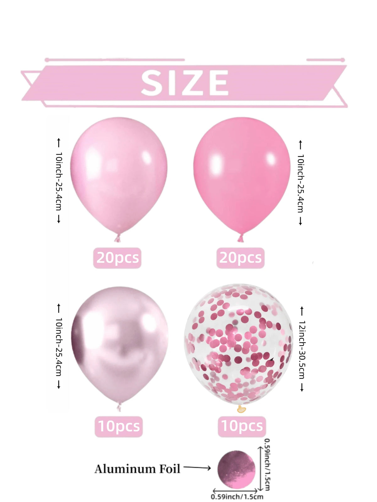 60pcs Pink Balloon Set, Metallic, Light Pink And Baby Pink Party Balloons, Foil Sequin Balloons, Suitable For Girls Birthday Party, Wedding, Bridal Shower, Baby Shower, Mother's Day, Bachelorette Par