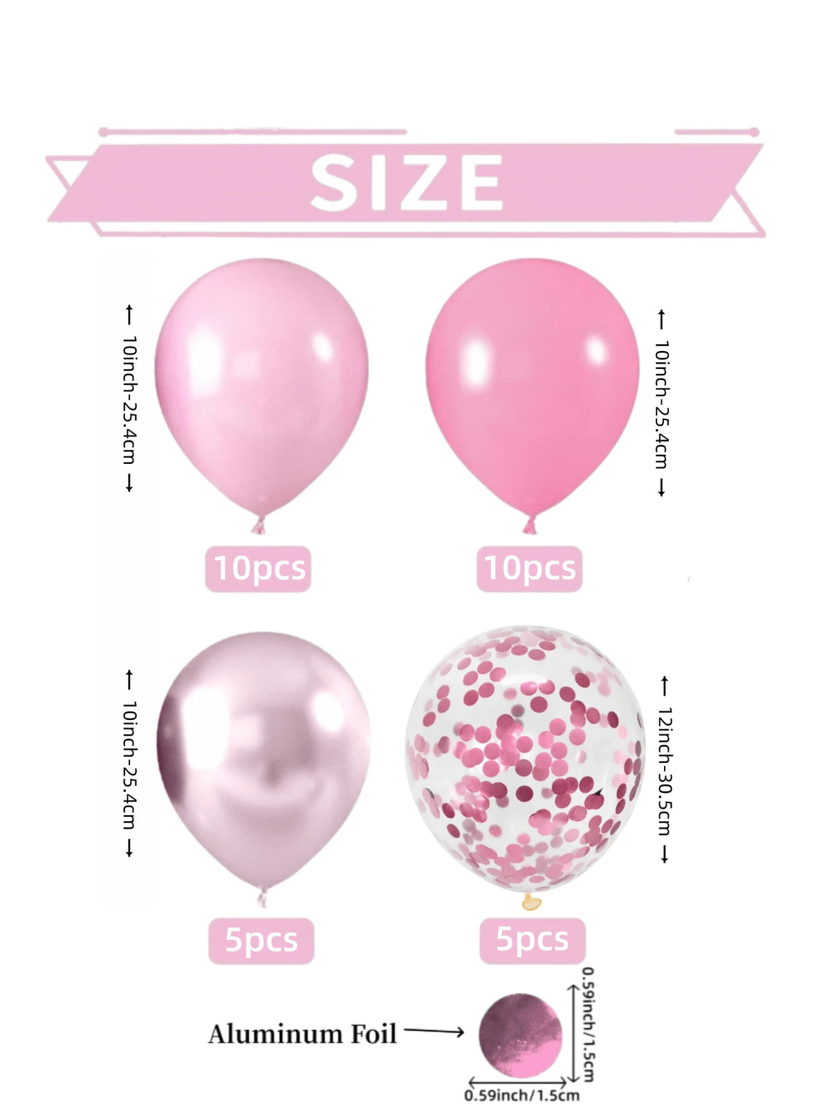 60pcs Pink Balloon Set, Metallic, Light Pink And Baby Pink Party Balloons, Foil Sequin Balloons, Suitable For Girls Birthday Party, Wedding, Bridal Shower, Baby Shower, Mother's Day, Bachelorette Par