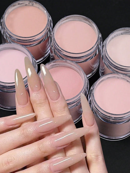 6pcs Acrylic Powder Set, Nude Pink Series High Gloss Acrylic Powder Set, Nail Art DIY Design, 6 Boxes Acrylic Nail 3D Sculpture French Manicure Extension & Nail Carving, Professional Polymer 3D Acryli