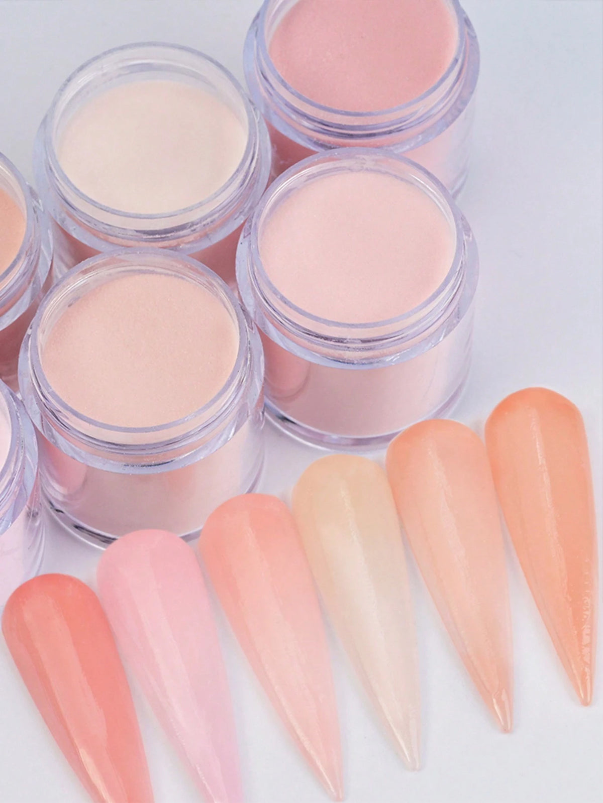 6pcs Acrylic Powder Set, Nude Pink Series High Gloss Acrylic Powder Set, Nail Art DIY Design, 6 Boxes Acrylic Nail 3D Sculpture French Manicure Extension & Nail Carving, Professional Polymer 3D Acryli