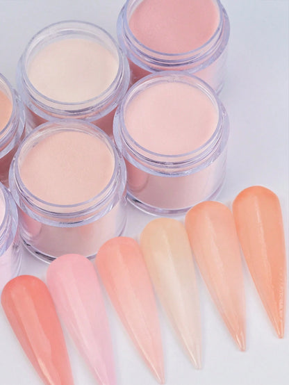 6pcs Acrylic Powder Set, Nude Pink Series High Gloss Acrylic Powder Set, Nail Art DIY Design, 6 Boxes Acrylic Nail 3D Sculpture French Manicure Extension & Nail Carving, Professional Polymer 3D Acryli
