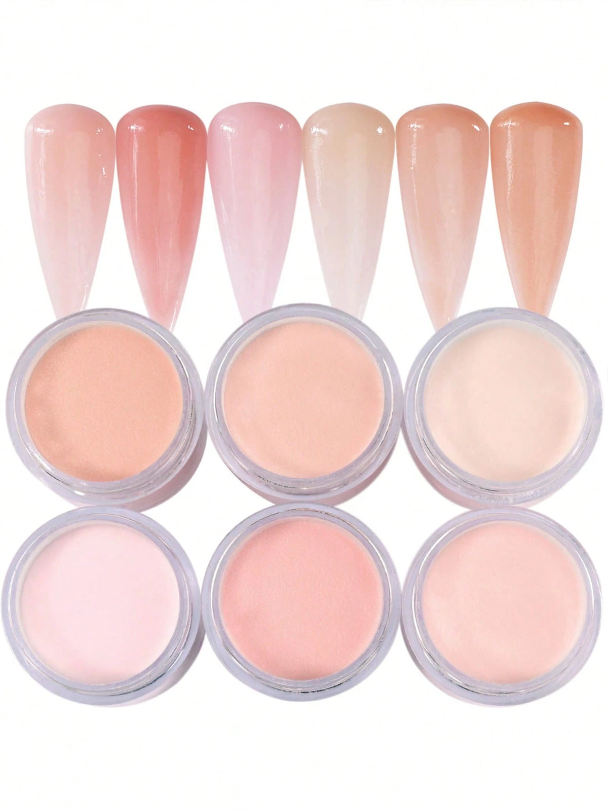 6pcs Acrylic Powder Set, Nude Pink Series High Gloss Acrylic Powder Set, Nail Art DIY Design, 6 Boxes Acrylic Nail 3D Sculpture French Manicure Extension & Nail Carving, Professional Polymer 3D Acryli