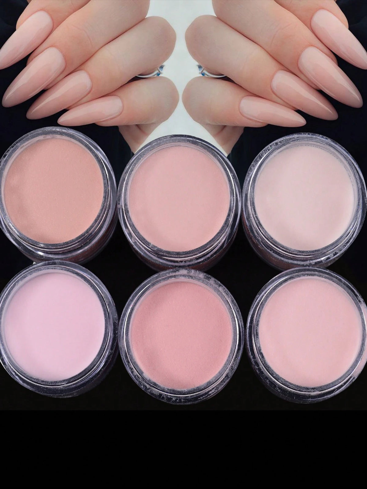 6pcs Acrylic Powder Set, Nude Pink Series High Gloss Acrylic Powder Set, Nail Art DIY Design, 6 Boxes Acrylic Nail 3D Sculpture French Manicure Extension & Nail Carving, Professional Polymer 3D Acryli