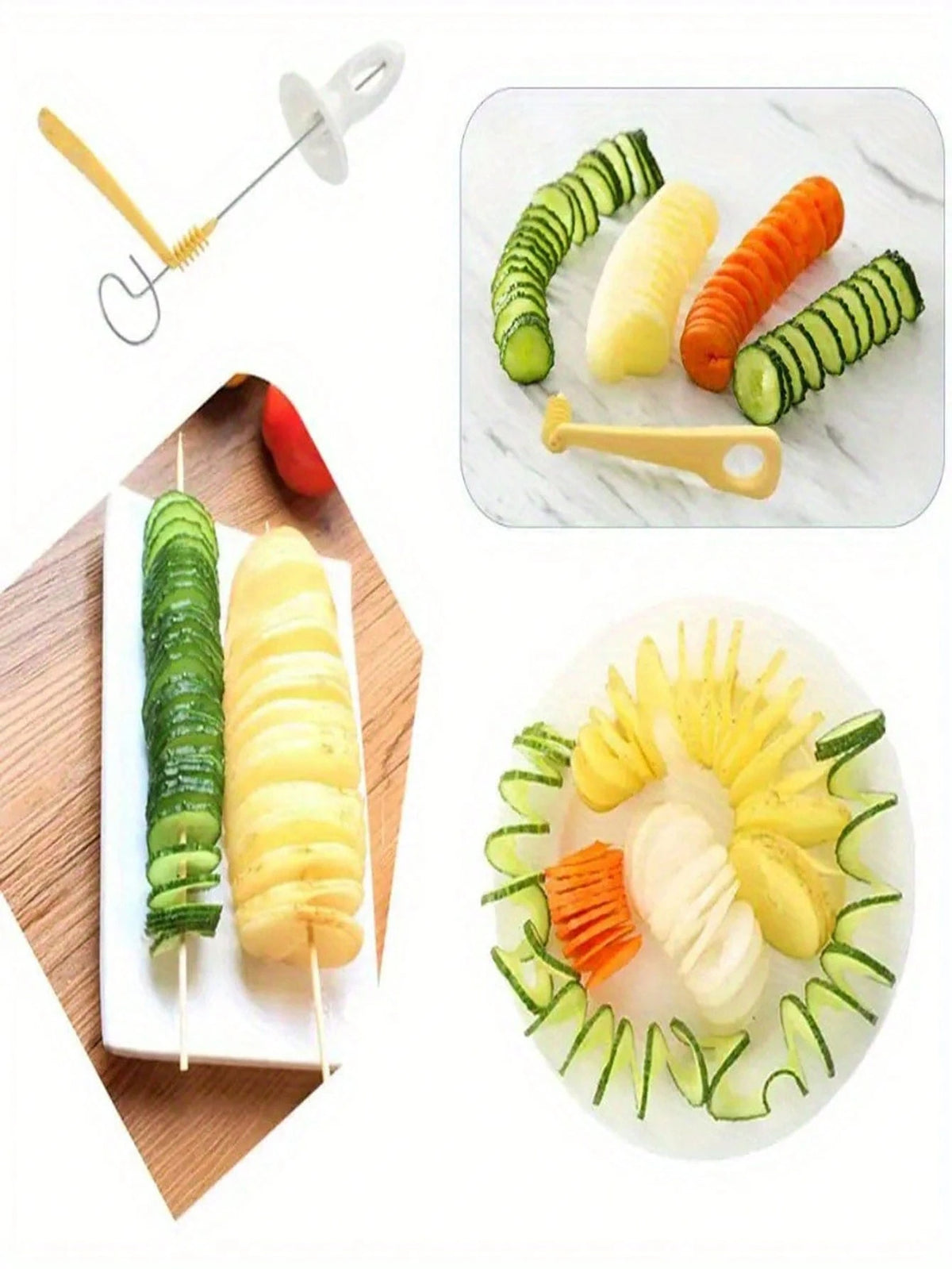 6pcs Multi-Function Tornado Potato Slicer, Manual Potato Slicing Tool For BBQ And Kitchen