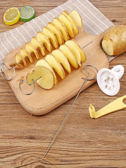 6pcs Multi-Function Tornado Potato Slicer, Manual Potato Slicing Tool For BBQ And Kitchen